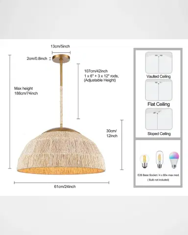 Arabela Lighting Manila 24" 4-Light Pendant Chandelier | Thumbnail 5 Arabela Lighting Manila 24" 4-Light Pendant Chandelier | Thumbnail 5