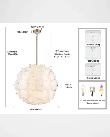 Arabela Lighting Tallulah 38" 24-Light Pendant Chandelier | Thumbnail 4