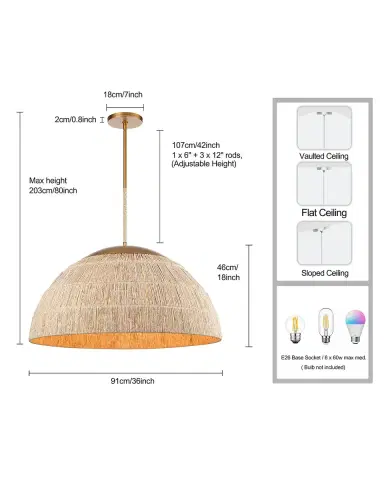 Arabela Lighting Manila 36" 6-Light Pendant Chandelier | Thumbnail 4 Arabela Lighting Manila 36" 6-Light Pendant Chandelier | Thumbnail 4