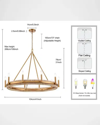 Arabela Lighting Manila 41" 10-Light Chandelier | Thumbnail 4
