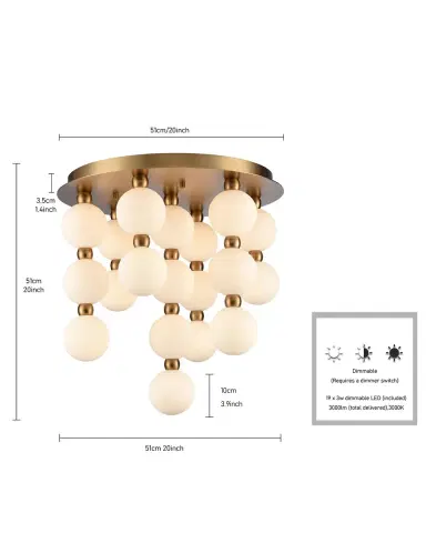 Arabela Lighting Mod 21" 19-Light LED Semi-Flush Mount | Thumbnail 5 Arabela Lighting Mod 21" 19-Light LED Semi-Flush Mount | Thumbnail 5