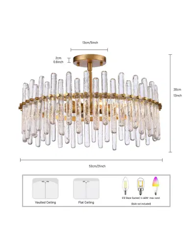 Arabela Lighting Icicles 21" 6-Light Semi-Flush Mount | Thumbnail 4 Arabela Lighting Icicles 21" 6-Light Semi-Flush Mount | Thumbnail 4