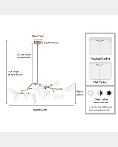 Arabela Lighting Calla 60" 11-Light LED Linear Chandelier | Thumbnail 5 Arabela Lighting Calla 60" 11-Light LED Linear Chandelier | Thumbnail 5