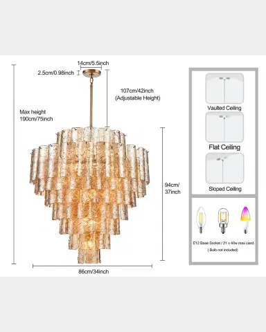 Arabela Lighting Fire and Ice 37" 21-Light Chandelier | Thumbnail 6 Arabela Lighting Fire and Ice 37" 21-Light Chandelier | Thumbnail 6