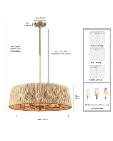 Arabela Lighting Cabana 26" 6-Light Chandelier | Thumbnail 7 Arabela Lighting Cabana 26" 6-Light Chandelier | Thumbnail 7
