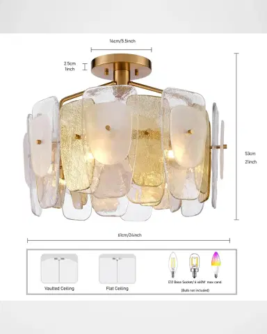 Arabela Lighting Strata 24" 6-Light Semi-Flush Mount | Thumbnail 7 Arabela Lighting Strata 24" 6-Light Semi-Flush Mount | Thumbnail 7