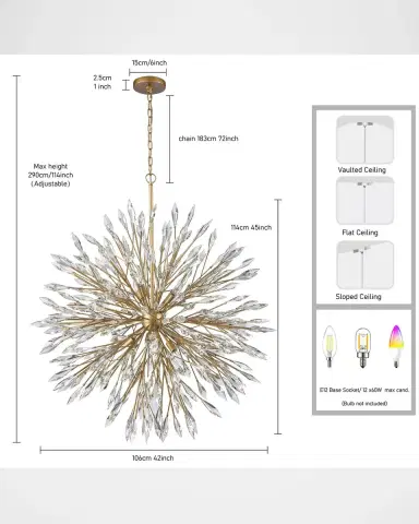 Arabela Lighting Crystal Fusion 42" 12-Light Chandelier | Thumbnail 8 Arabela Lighting Crystal Fusion 42" 12-Light Chandelier | Thumbnail 8
