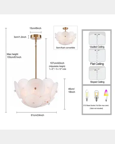 Arabela Lighting Tallulah 24" 6-Light Convertible Semi-Flush Mount | Thumbnail 6 Arabela Lighting Tallulah 24" 6-Light Convertible Semi-Flush Mount | Thumbnail 6