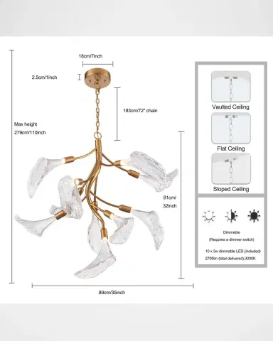 Arabela Lighting Calla 35" 10-Light LED Chandelier | Thumbnail 6