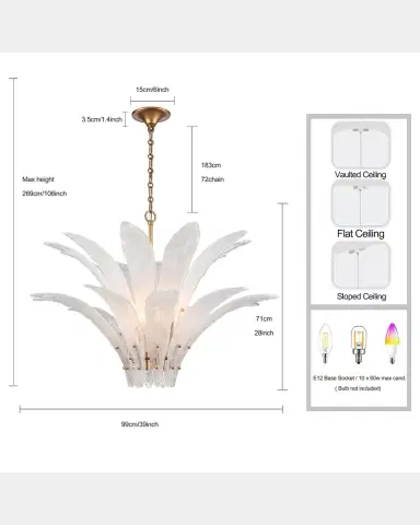 Arabela Lighting Fiore 39" 10-Light Pendant Chandelier | Thumbnail 12 Arabela Lighting Fiore 39" 10-Light Pendant Chandelier | Thumbnail 12