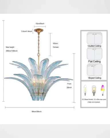 Arabela Lighting Fiore 39" 10-Light Pendant Chandelier | Thumbnail 6 Arabela Lighting Fiore 39" 10-Light Pendant Chandelier | Thumbnail 6