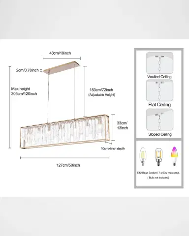 Arabela Lighting Boundaries 50" 7-Light Linear Chandelier | Thumbnail 4