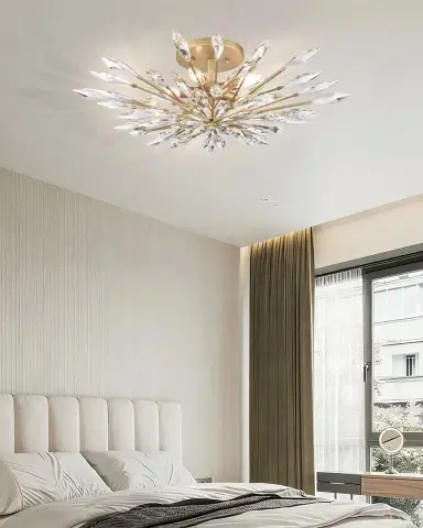 Arabela Lighting Crystal Fusion 28" 5-Light Semi-Flush Mount | Thumbnail 2