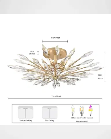 Arabela Lighting Crystal Fusion 28" 5-Light Semi-Flush Mount | Thumbnail 7