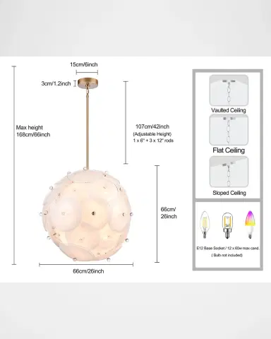 Arabela Lighting Tallulah 26" 12-Light Pendant Chandelier | Thumbnail 5 Arabela Lighting Tallulah 26" 12-Light Pendant Chandelier | Thumbnail 5