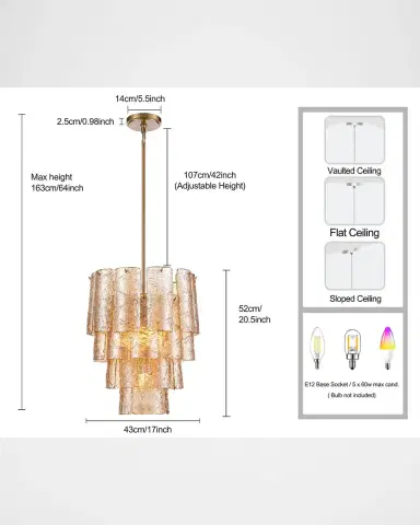 Arabela Lighting Fire and Ice 20" 5-Light Chandelier | Thumbnail 11 Arabela Lighting Fire and Ice 20" 5-Light Chandelier | Thumbnail 11