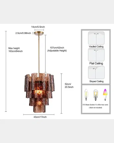 Arabela Lighting Fire and Ice 20" 5-Light Chandelier | Thumbnail 7 Arabela Lighting Fire and Ice 20" 5-Light Chandelier | Thumbnail 7