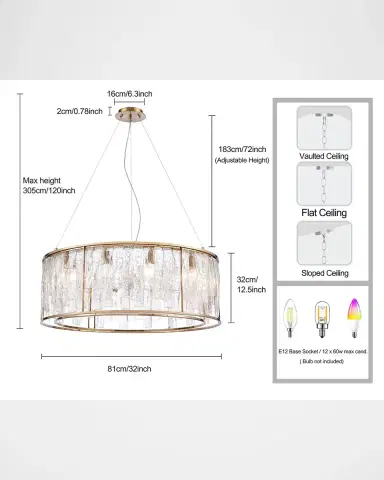 Arabela Lighting Boundaries 32" 12-Light Chandelier | Thumbnail 4 Arabela Lighting Boundaries 32" 12-Light Chandelier | Thumbnail 4