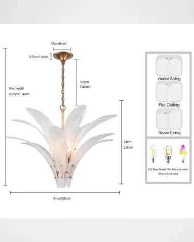 Arabela Lighting Fiore 32" 6-Light Pendant Chandelier | Thumbnail 7 Arabela Lighting Fiore 32" 6-Light Pendant Chandelier | Thumbnail 7