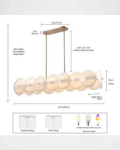 Arabela Lighting Tallulah 58" 8-Light Linear Chandelier | Thumbnail 6
