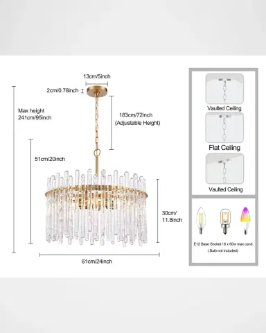 Arabela Lighting Icicles 24" 6-Light Chandelier | Thumbnail 5 Arabela Lighting Icicles 24" 6-Light Chandelier | Thumbnail 5