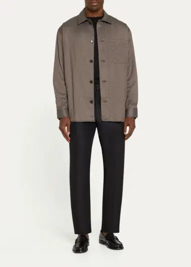 Brioni Men's Mouline Gabardine Overshirt | Thumbnail 2