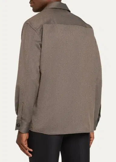 Brioni Men's Mouline Gabardine Overshirt | Thumbnail 3