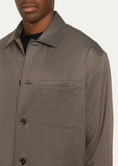 Brioni Men's Mouline Gabardine Overshirt | Thumbnail 5