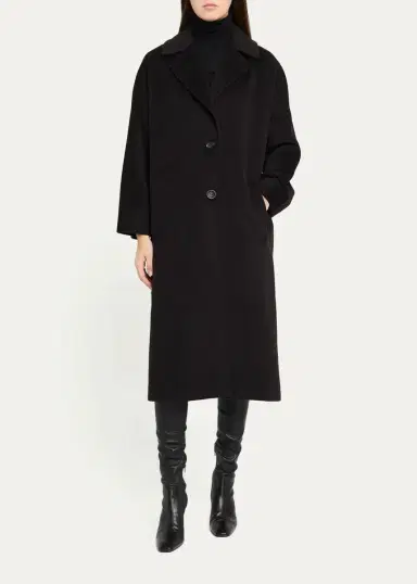 Cinzia Rocca Long Two-Button Notch-Collar Wool Coat | Thumbnail 2