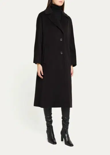 Cinzia Rocca Long Two-Button Notch-Collar Wool Coat | Thumbnail 4