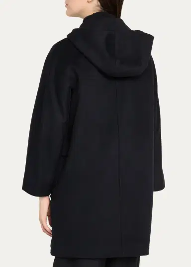 Cinzia Rocca Virgin Wool Hooded 3/4-Sleeve Coat | Thumbnail 3