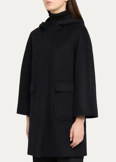 Cinzia Rocca Virgin Wool Hooded 3/4-Sleeve Coat | Thumbnail 4