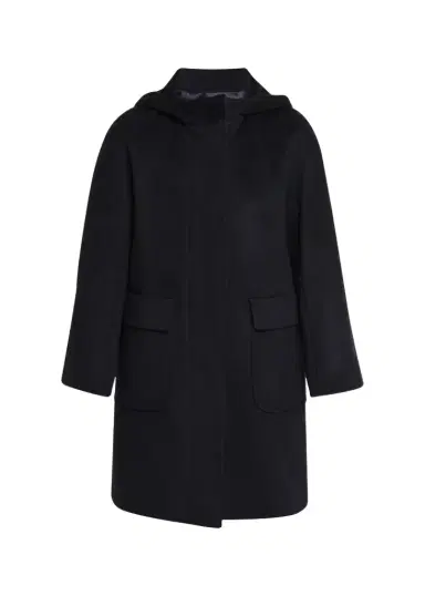 Cinzia Rocca Virgin Wool Hooded 3/4-Sleeve Coat | Thumbnail 1