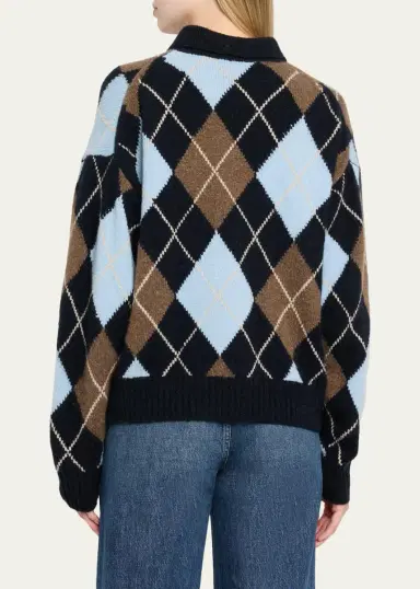A.L.C. Lennon Argyle Wool-Cashmere Polo Sweater | Thumbnail 3