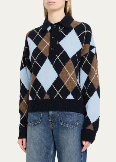 A.L.C. Lennon Argyle Wool-Cashmere Polo Sweater | Thumbnail 4