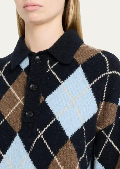 A.L.C. Lennon Argyle Wool-Cashmere Polo Sweater | Thumbnail 5