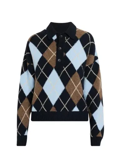 A.L.C. Lennon Argyle Wool-Cashmere Polo Sweater | Thumbnail 1
