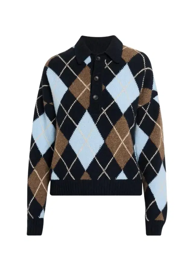 A.L.C. Lennon Argyle Wool-Cashmere Polo Sweater