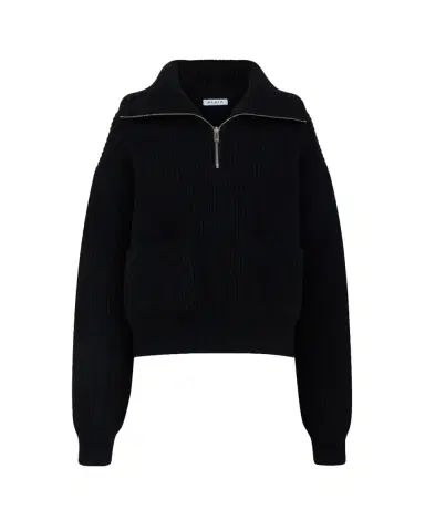 Alaïa Wool-Cashmere Rib Half-Zip Trucker Sweater | Thumbnail 2 Alaïa Wool-Cashmere Rib Half-Zip Trucker Sweater | Thumbnail 2