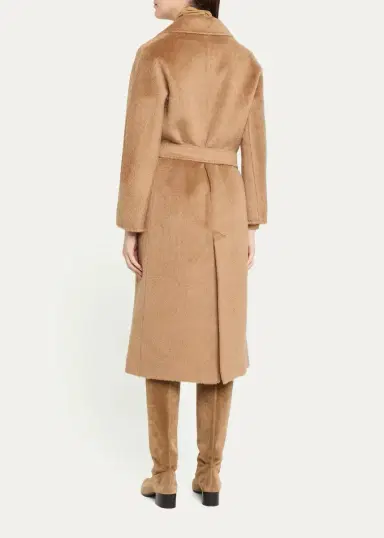 Cinzia Rocca Long Belted Notch-Collar Wool-Blend Coat | Thumbnail 3