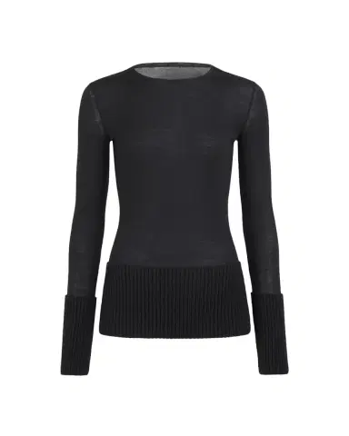 Alaïa Merino Wool Long-Sleeve Crewneck Top | Thumbnail 2 Alaïa Merino Wool Long-Sleeve Crewneck Top | Thumbnail 2