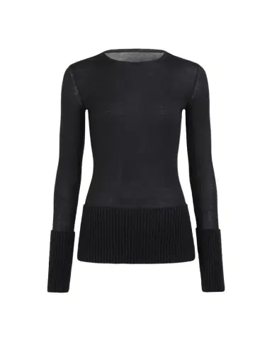 Alaïa Merino Wool Long-Sleeve Crewneck Top | Thumbnail 1 Alaïa Merino Wool Long-Sleeve Crewneck Top | Thumbnail 1