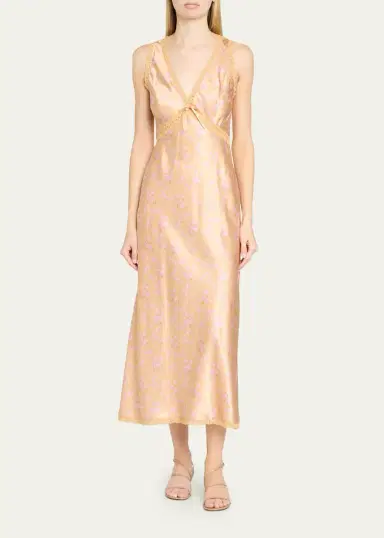 LoveShackFancy Nirelle Floral Satin Midi Dress | Thumbnail 2