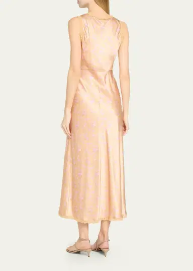 LoveShackFancy Nirelle Floral Satin Midi Dress | Thumbnail 3