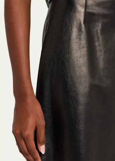 Lafayette 148 New York A-Line Leather Midi Skirt | Thumbnail 5