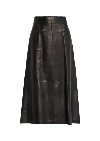 Lafayette 148 New York A-Line Leather Midi Skirt | Thumbnail 1