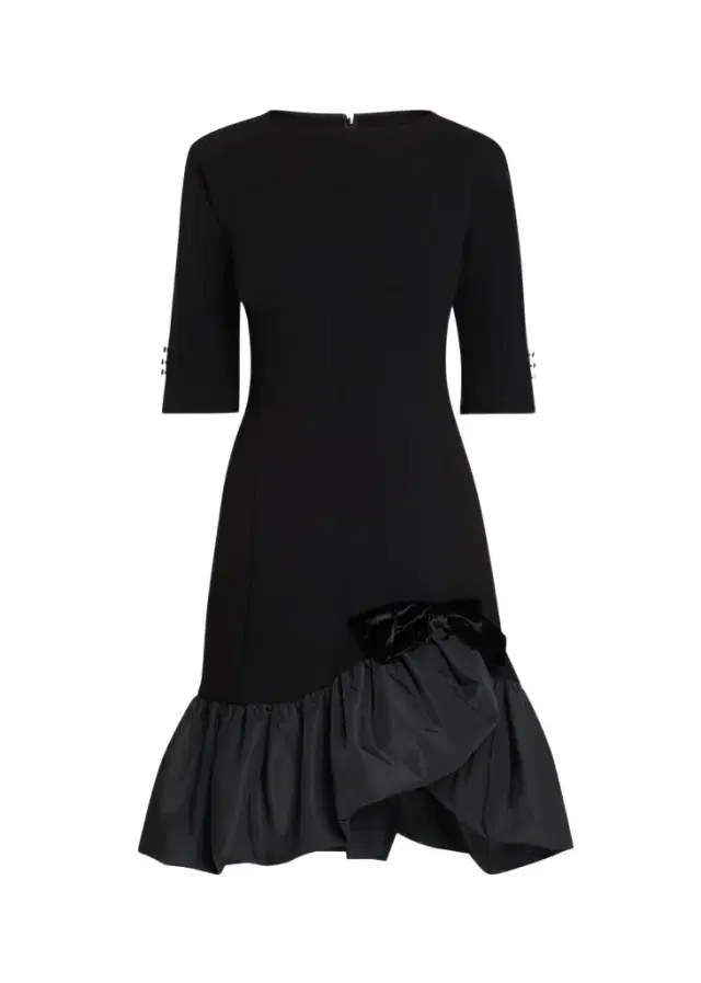 Rickie Freeman for Teri Jon Taffeta Bubble-Hem Crepe Mini Dress