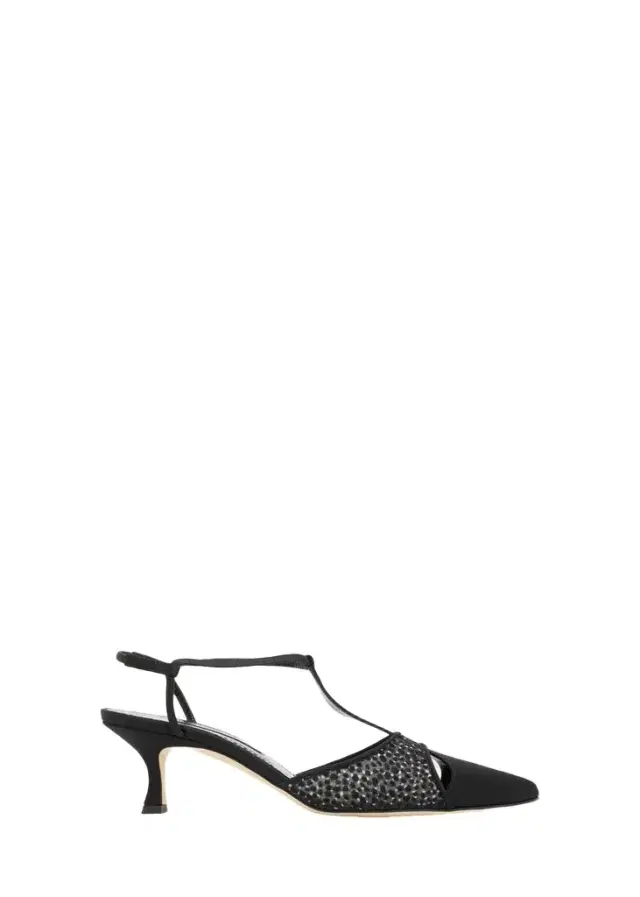 Manolo Blahnik 50mm Turgimodla Laser-Cut Suede T-Strap Pumps