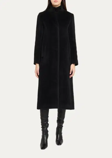 Cinzia Rocca Long Stand-Collar Alpaca Wool Coat | Thumbnail 2