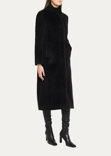 Cinzia Rocca Long Stand-Collar Alpaca Wool Coat | Thumbnail 4